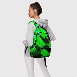 Рюкзак Зеленые мазки краски на черном, цвет: 3D-принт — фото 2
