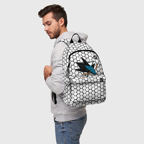 Рюкзак Сан Хосе Шаркс - белые плиты / 3D-принт – фото 5