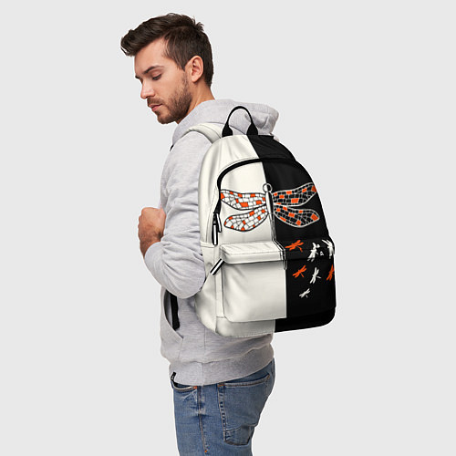 Рюкзак Стрекозы на черно-белом / 3D-принт – фото 5