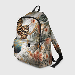 Рюкзак Мрамор с цветами и леопардовый узор, цвет: 3D-принт