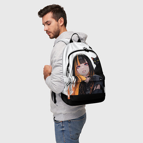 Рюкзак Девушка и кот / 3D-принт – фото 5