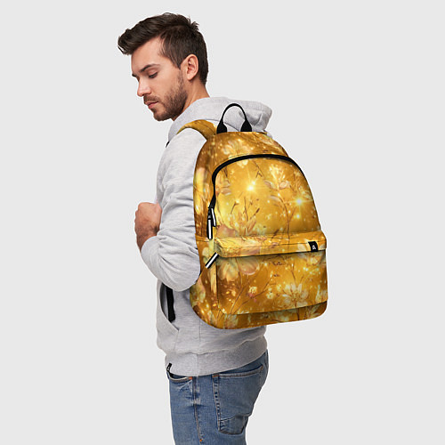 Рюкзак Цветочный золотой с искрами / 3D-принт – фото 5