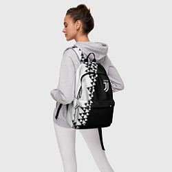 Рюкзак Juventus черно белая геометрия текстура, цвет: 3D-принт — фото 2