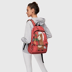 Рюкзак Новогодняя лошадка с подарками, цвет: 3D-принт — фото 2