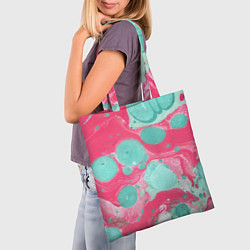 Сумка-шопер Watercolor: Pink & Turquoise, цвет: 3D-принт — фото 2