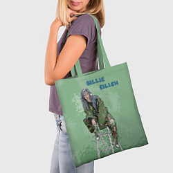 Сумка-шопер Billie Eilish: Green Motive, цвет: 3D-принт — фото 2