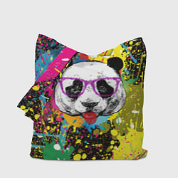 Сумка-шоппер Панда хипстер в брызгах краски