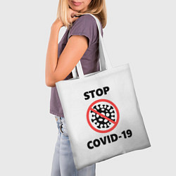 Сумка-шопер STOP COVID-19, цвет: 3D-принт — фото 2