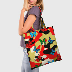 Сумка-шопер Камуфляжные бабочки, цвет: 3D-принт — фото 2