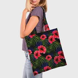 Сумка-шопер Тропические цветы и листья, цвет: 3D-принт — фото 2