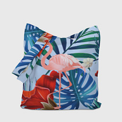 Сумка-шопер Фламинго в папоротнике, цвет: 3D-принт