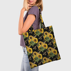 Сумка-шопер Fashion Sunflowers and bees, цвет: 3D-принт — фото 2