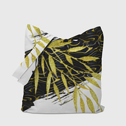 Сумка-шопер Абстракция с золотыми листьями, цвет: 3D-принт