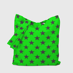 Сумка-шопер Звездный фон зеленый, цвет: 3D-принт