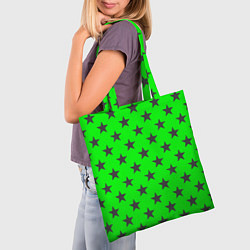 Сумка-шопер Звездный фон зеленый, цвет: 3D-принт — фото 2