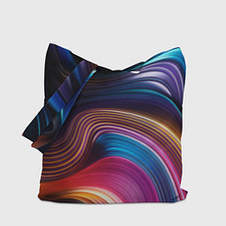 Сумка-шопер Цветные неоновые волны, цвет: 3D-принт