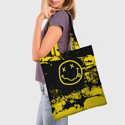 Сумка-шопер Нирвана Гранж Nirvana Smile, цвет: 3D-принт — фото 2