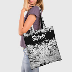 Сумка-шопер Надпись Слипкнот Рок Группа ЧБ Slipknot, цвет: 3D-принт — фото 2