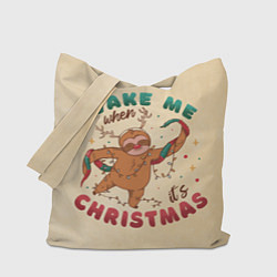 Сумка-шопер Новогодний ленивец, цвет: 3D-принт
