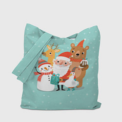 Сумка-шопер Звери и Дед Мороз, цвет: 3D-принт