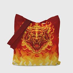Сумка-шопер Огненный тигр в пламени, цвет: 3D-принт