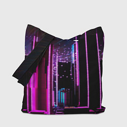 Сумка-шопер Ночной город в киберпанке, цвет: 3D-принт