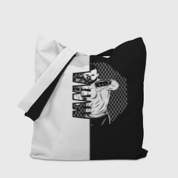 Сумка-шопер Боец ММА чёрно-белое, цвет: 3D-принт