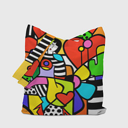 Сумка-шопер Romero Britto - valentines day, цвет: 3D-принт