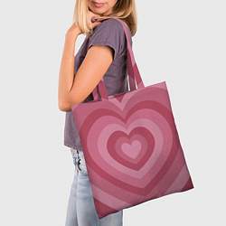 Сумка-шопер Сердца LOVE, цвет: 3D-принт — фото 2