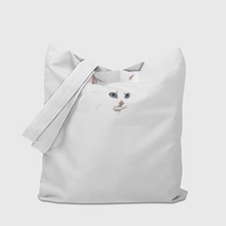 Сумка-шопер Белый незаметный кот, цвет: 3D-принт