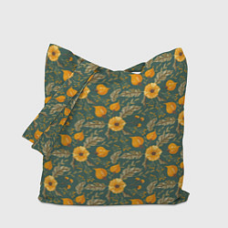 Сумка-шоппер Желтые цветочки и листья