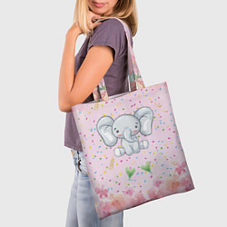 Сумка-шопер Слоних в конфетти, цвет: 3D-принт — фото 2