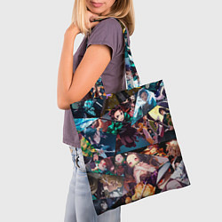 Сумка-шопер Kimetsu no aiba Все персонажи, цвет: 3D-принт — фото 2