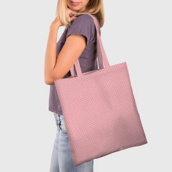 Сумка-шопер Вязаный простой узор косичка Три оттенка розового, цвет: 3D-принт — фото 2