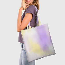 Сумка-шопер Акварельный принт с желтым и фиолетовым цветами, цвет: 3D-принт — фото 2