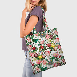 Сумка-шопер Узор из летних роз Summer Roses Pattern, цвет: 3D-принт — фото 2