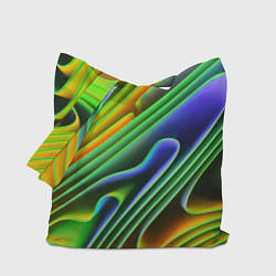Сумка-шопер Цветные неоновые полосы Абстракция Color neon patt, цвет: 3D-принт