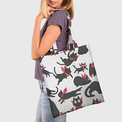 Сумка-шопер Котики - арт, цвет: 3D-принт — фото 2
