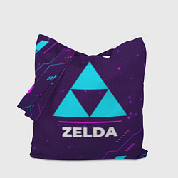 Сумка-шопер Символ Zelda в неоновых цветах на темном фоне, цвет: 3D-принт