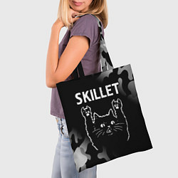 Сумка-шопер Группа Skillet и Рок Кот, цвет: 3D-принт — фото 2