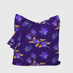 Сумка-шоппер Цветы Фиолетовые Ирисы На Синем Фоне
