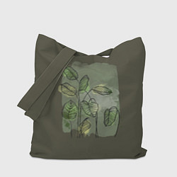 Сумка-шопер Нежные акварельные листья, цвет: 3D-принт