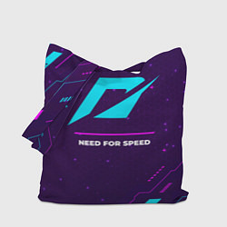 Сумка-шопер Символ Need for Speed в неоновых цветах на темном, цвет: 3D-принт