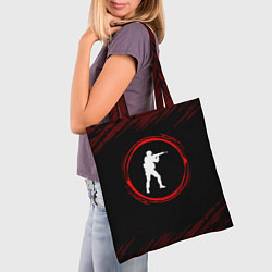 Сумка-шопер Символ Counter Strike и краска вокруг на темном фо, цвет: 3D-принт — фото 2