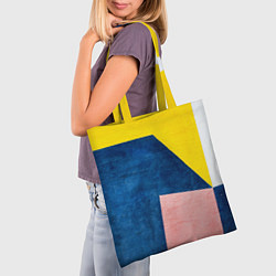 Сумка-шопер Абстрактный набор геометрических фигур - Жёлтый, цвет: 3D-принт — фото 2