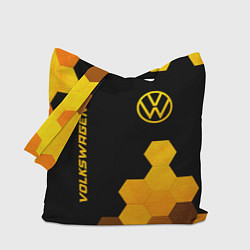 Сумка-шопер Volkswagen - gold gradient: символ и надпись верти, цвет: 3D-принт