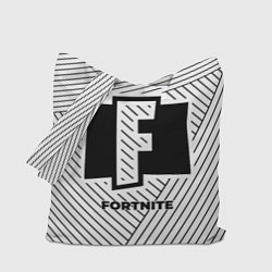 Сумка-шопер Символ Fortnite на светлом фоне с полосами, цвет: 3D-принт
