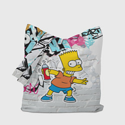 Сумка-шопер Барт Симпсон на фоне стены с граффити, цвет: 3D-принт