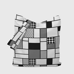 Сумка-шоппер Черно белый геометрический скандинавский узор