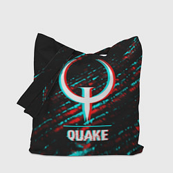 Сумка-шопер Quake в стиле glitch и баги графики на темном фоне, цвет: 3D-принт